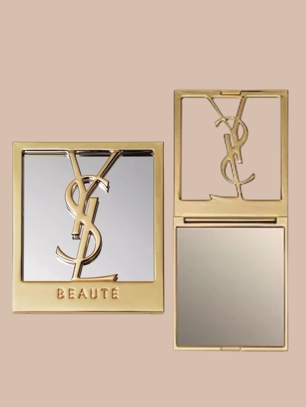 Gold YSL (Yves Saint Laurent) Beauty (Fold-Over) Cosmetic-Makeup Compact Mirror